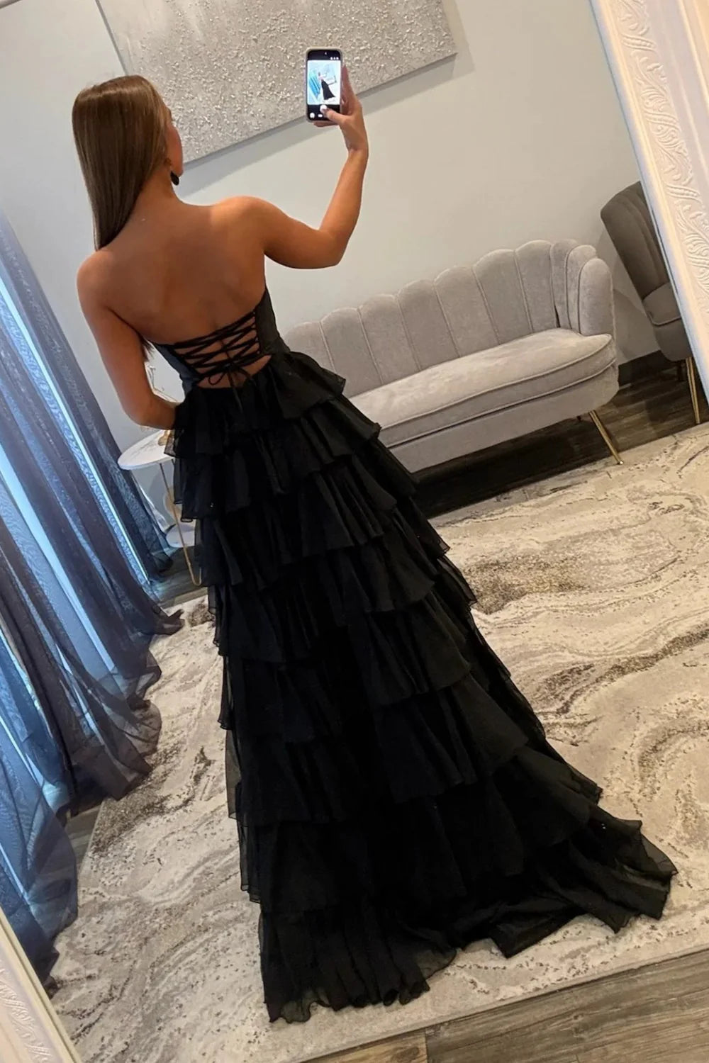 Trendy A Line Sweetheart Hot Pink Long Prom Dress With Ruffles Keyhole AD552