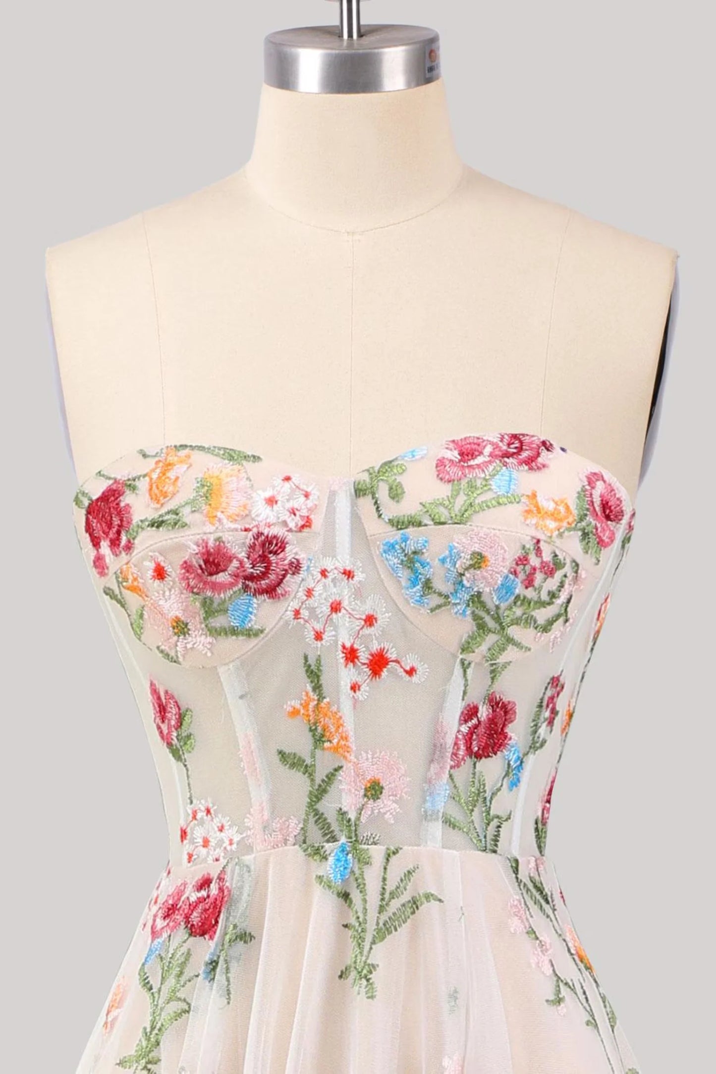Gorgeous A Line Sweetheart White Long Prom Dress With Embroidery AD563