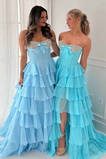 Cute A Line Sweetheart Pink Corset Prom Dress With Beading Ruffles AD565