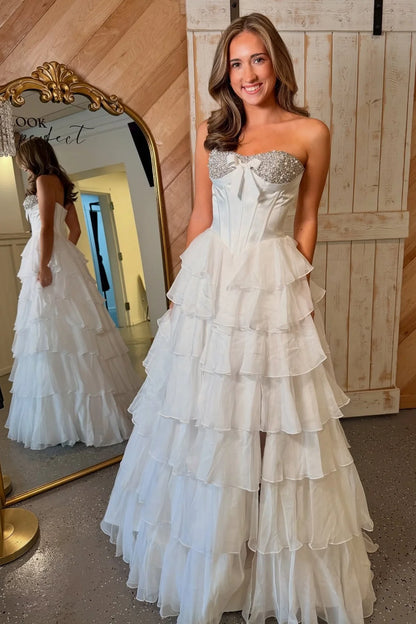 Cute A Line Sweetheart Pink Corset Prom Dress With Beading Ruffles AD565