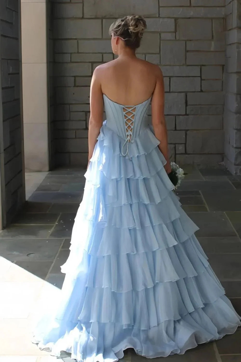 Princess A Line Sweetheart Red/Pink Corset Prom Dress With Ruffles AD570