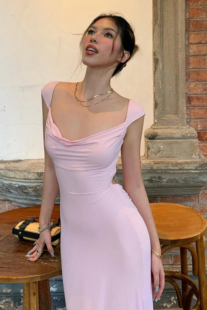 Cute Mermaid Off The Shoulder Pink Long Prom Dress With Criss Cross Back AD573