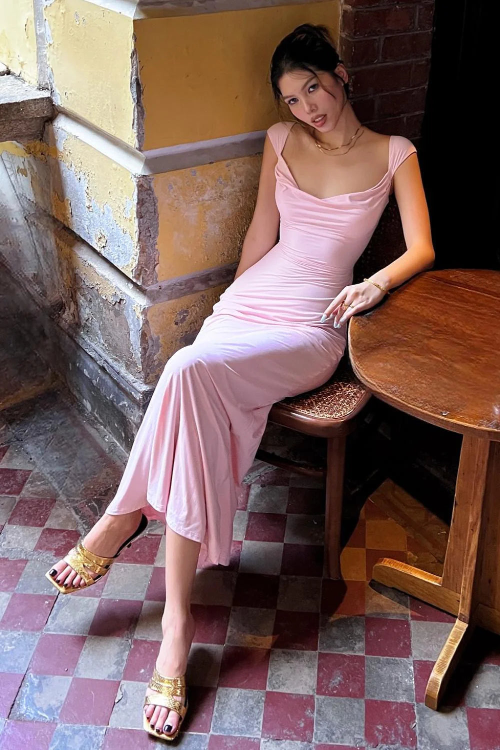 Cute Mermaid Off The Shoulder Pink Long Prom Dress With Criss Cross Back AD573