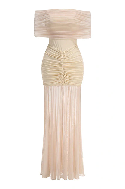 Fashionable Mermaid Off The Shoulder Black Long Party Dress With Ruffles AD585