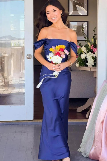 Trendy Sheath Off The Shoulder Lilac Prom Dress With Ruched AD598