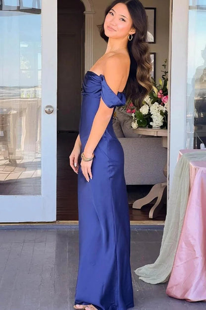 Trendy Sheath Off The Shoulder Lilac Prom Dress With Ruched AD598