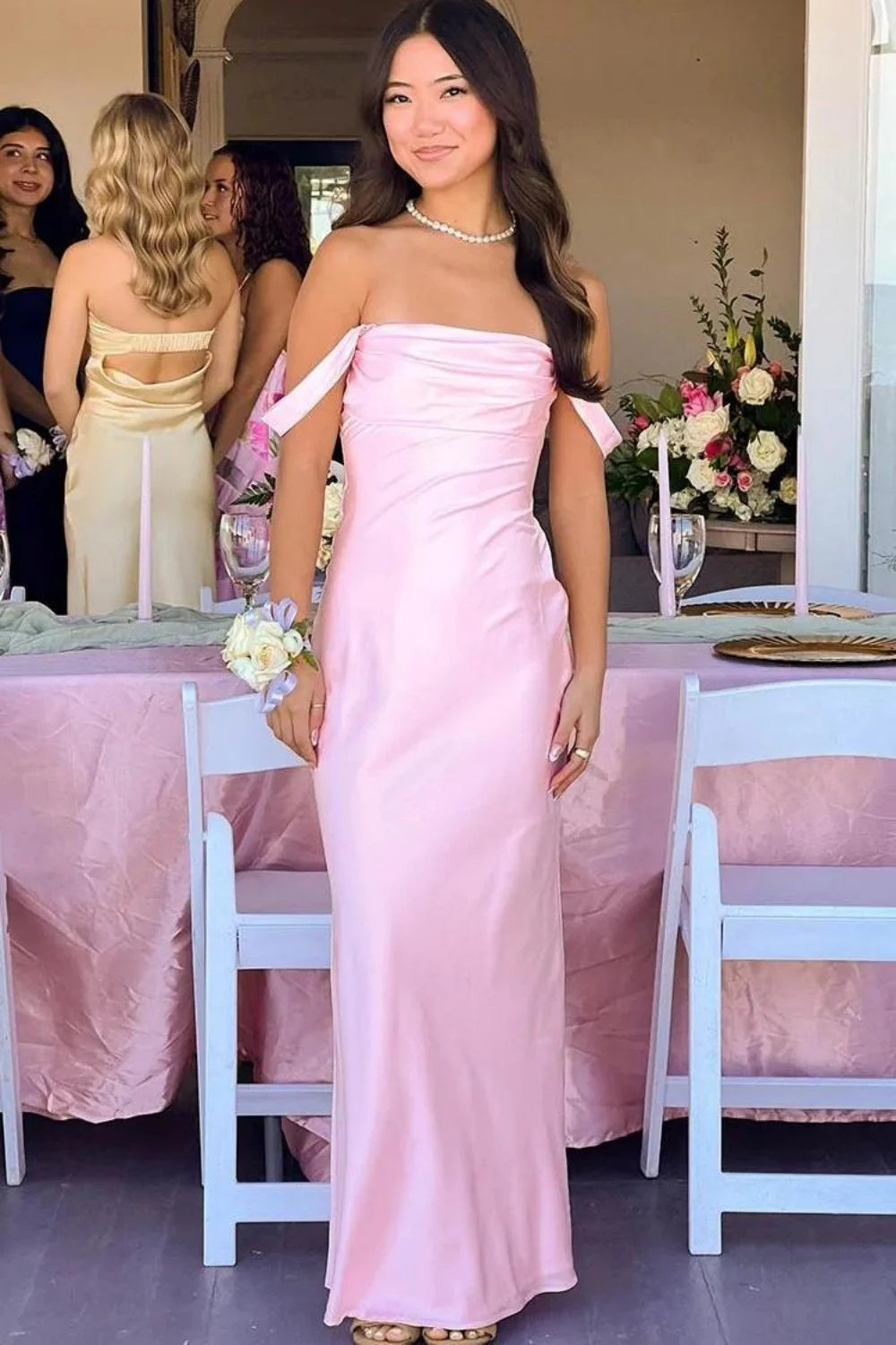 Trendy Sheath Off The Shoulder Lilac Prom Dress With Ruched AD598