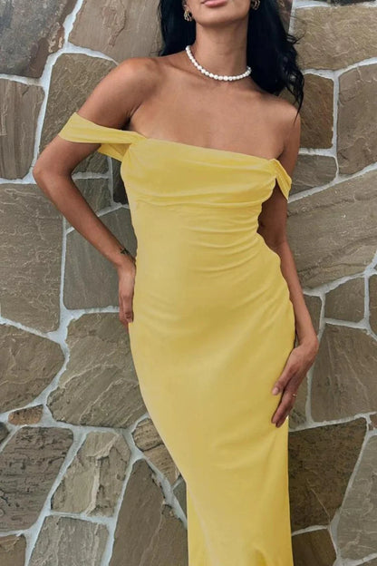 Trendy Sheath Off The Shoulder Lilac Prom Dress With Ruched AD598