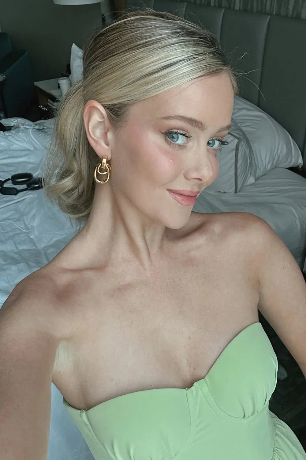 Sweetheart Light Green Layered Ruffle Evening Dress With Slit AD635