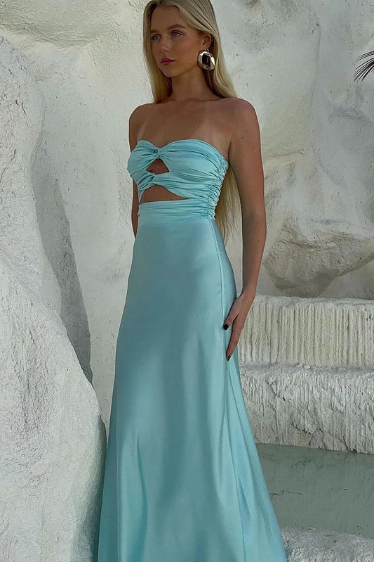 Stylish Sheath Sweetheart Blue Long Party Dress With Keyhole AD775