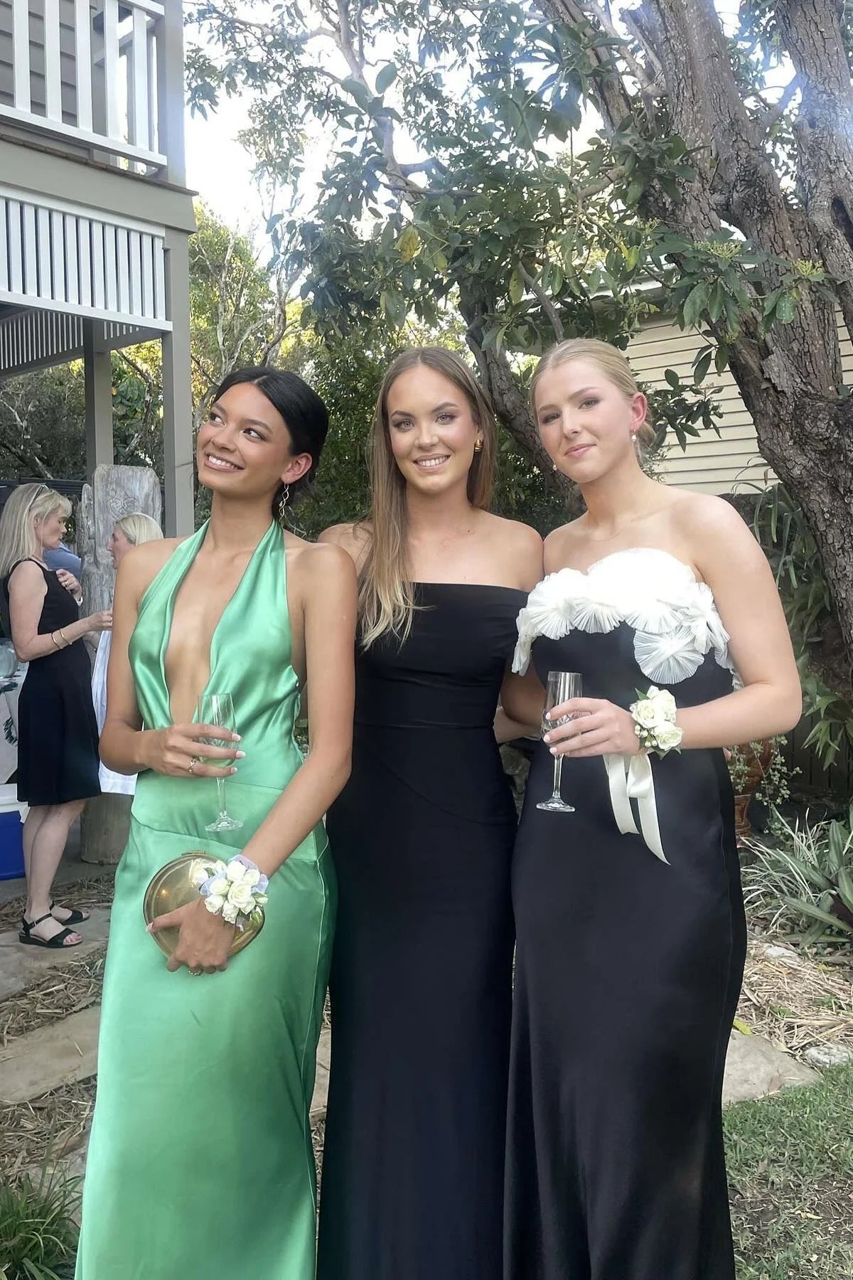Trendy Sheath Halter Neck Green Long Party Dress With Backless AD801