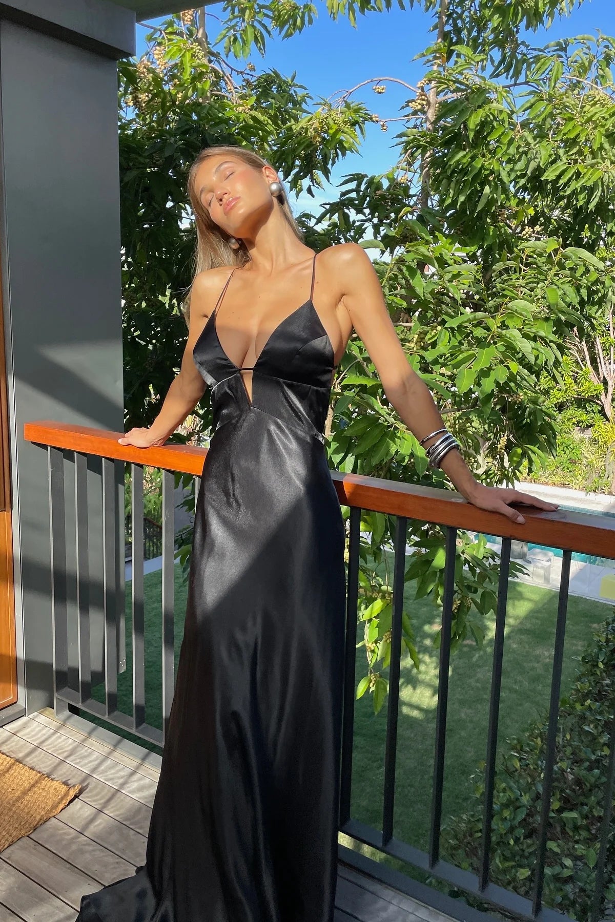 Hot Mermaid Spaghetti Straps Lace Up Black Long Party Dress AD803