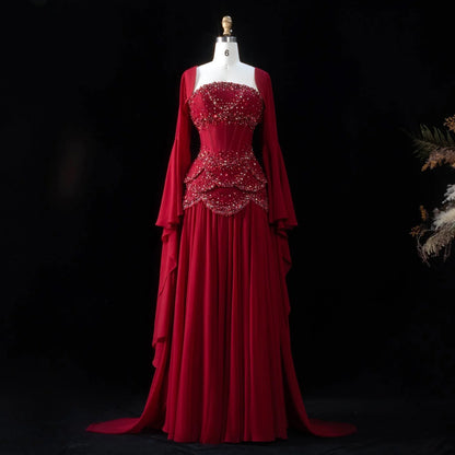 Luxury Blue Mermaid Prom Dress With Beaded Appliques And Flowing Coat AD837