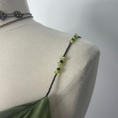 Mysterious Ombre Green Beaded Spaghetti Straps Bodycon Prom Dress With Asymmetric Ruffle Hem AD884