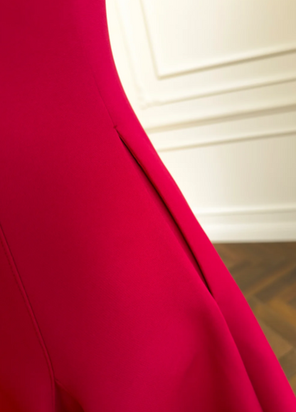 Classic Heavy Burgundy Cap Sleeve Square Neck A-Line Long Prom Dress AD915