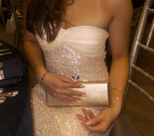 Enchanting Ivory Chiffon Sweetheart Neck Bodice Sequin Long Mermaid Prom Dress AD948