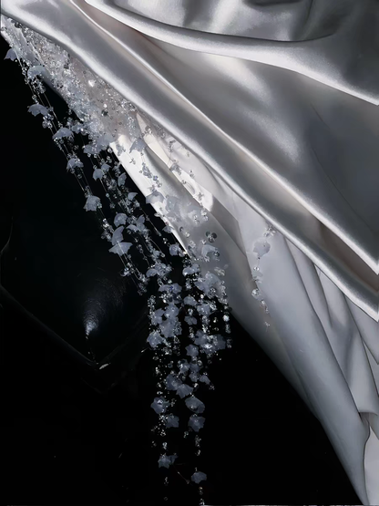 Regal White Strapless Satin Mermaid Long Wedding Dress With Beaded Bodice And Chapel Train AE104