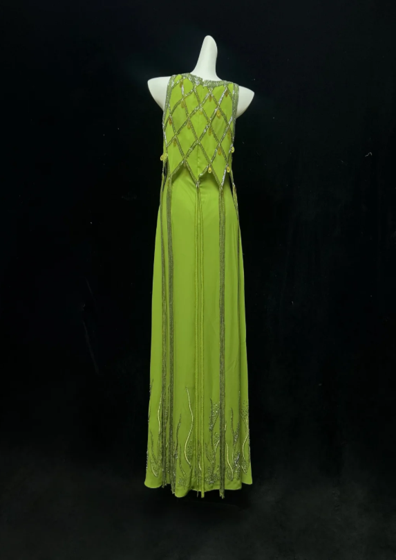 Luminous Green Sleeveless Round Neck Beaded A Line Long Prom Dress AD981