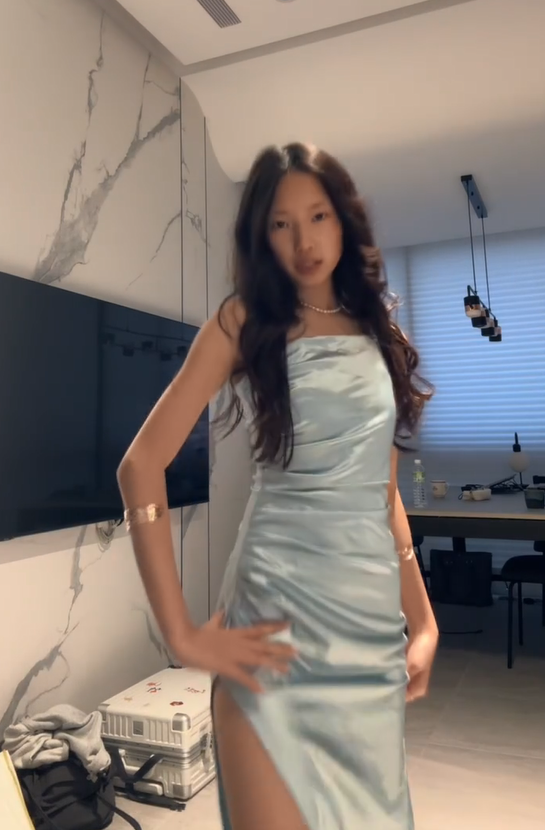 Chic Blue One Shoulder Ruched Satin High Slit Mermaid Long Porm Dress AD995