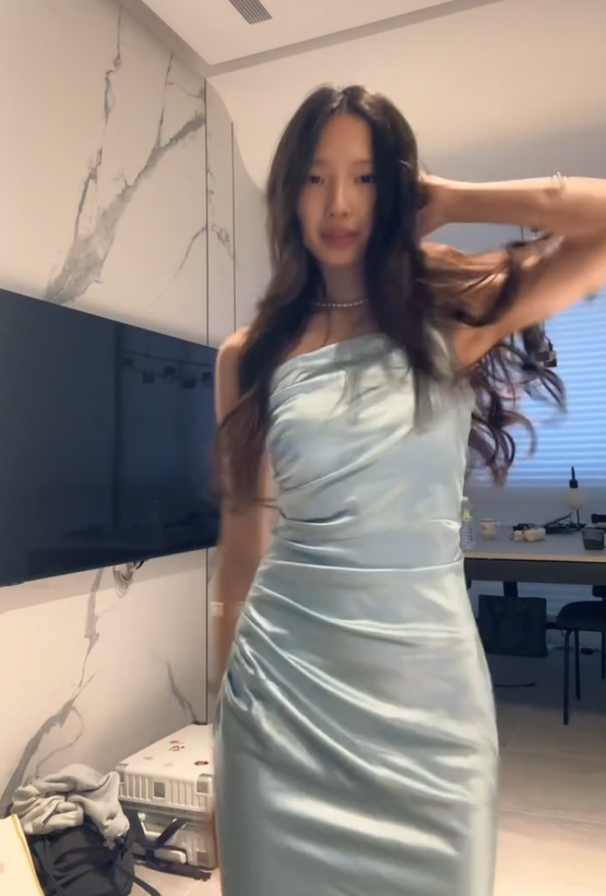 Chic Blue One Shoulder Ruched Satin High Slit Mermaid Long Porm Dress AD995