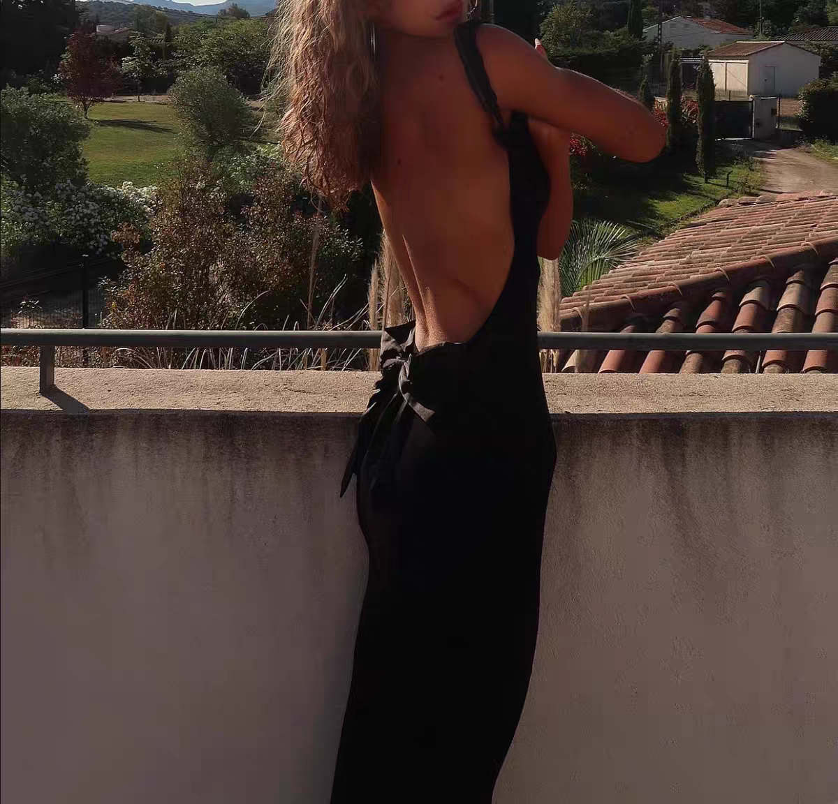 Sleek Black Straps Cowl Neck Open Back Waist Bow Mermaid Long Prom Dress AD999
