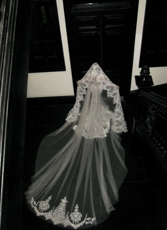 Regal White Illusion High Neck Lace Mermaid Wedding Dress With Chapel Train AE095
