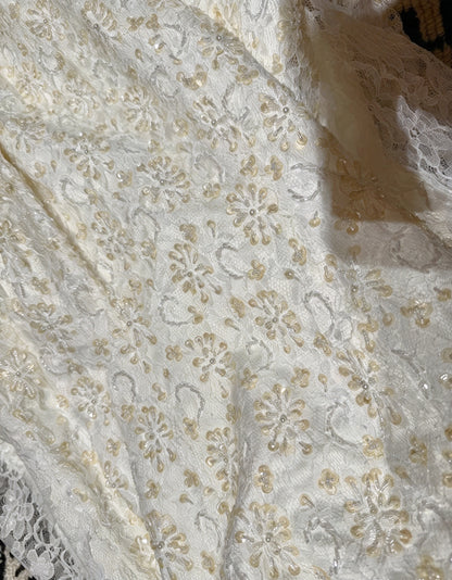 Chic Ivory Strapless Lace Beaded Mermaid Long Wedding Dress AE218