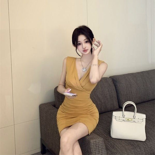 2025 New V Neck Sexy Women Sheath Sleeveless Short Dress AP0270