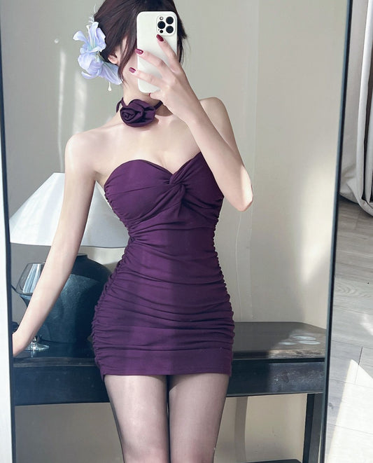 Sweetheart Neck Fold Sheath Skirt Strapless American Fashion Short Dress AP0275