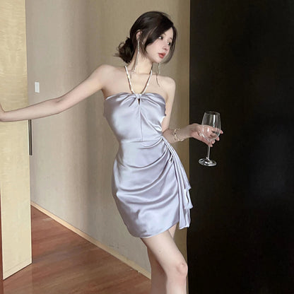 2025 Summer New Attractive halter neck suspender Bodycon Elegant Short Dress   AP0277