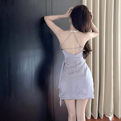 2025 Summer New Attractive halter neck suspender Bodycon Elegant Short Dress   AP0277