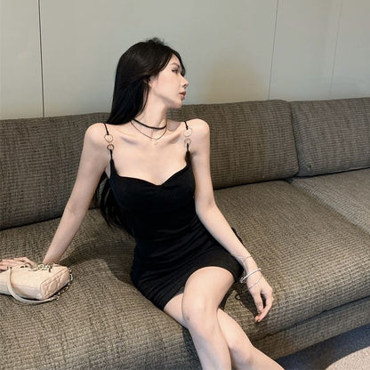 Summer Skirt Sexy Sheath Spaghetti Strap Dress Alluring Sleeveless Bodycon Short Dress AP0280