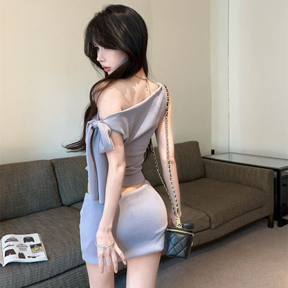 Asymmetrical Strap Sexy One Shoulder Sleeveless Dress Suit Bodycon Short Dress AP0285