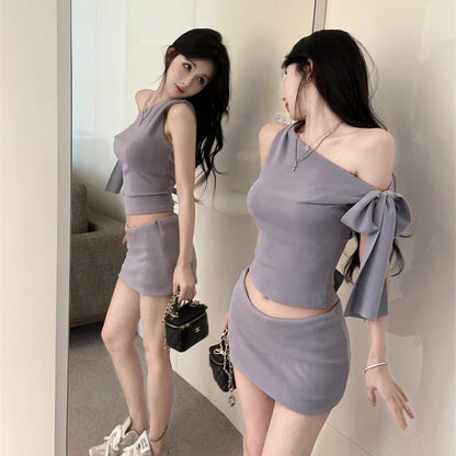 Asymmetrical Strap Sexy One Shoulder Sleeveless Dress Suit Bodycon Short Dress AP0285