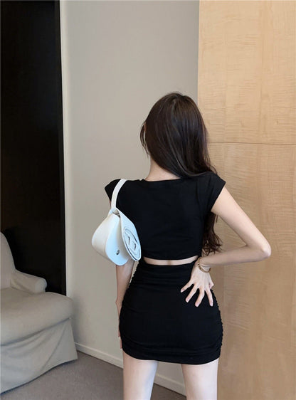 Everyday Wear V Neck Sexy Sheath Skirt Stretchy Fabric Bodycon Short Dress AP0287