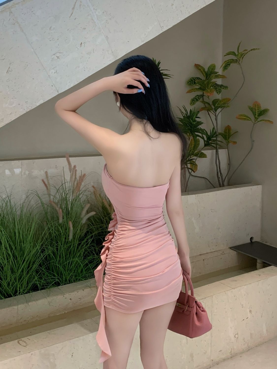 Sheath Cute Skirt Fitted Strapless Summer Novelty Ruffles Short Dress AP0288