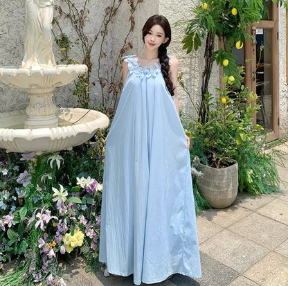 Minimalist Soft Material Loose Fit Dress Spaghetti Strap Oversize Long Dress AP0297