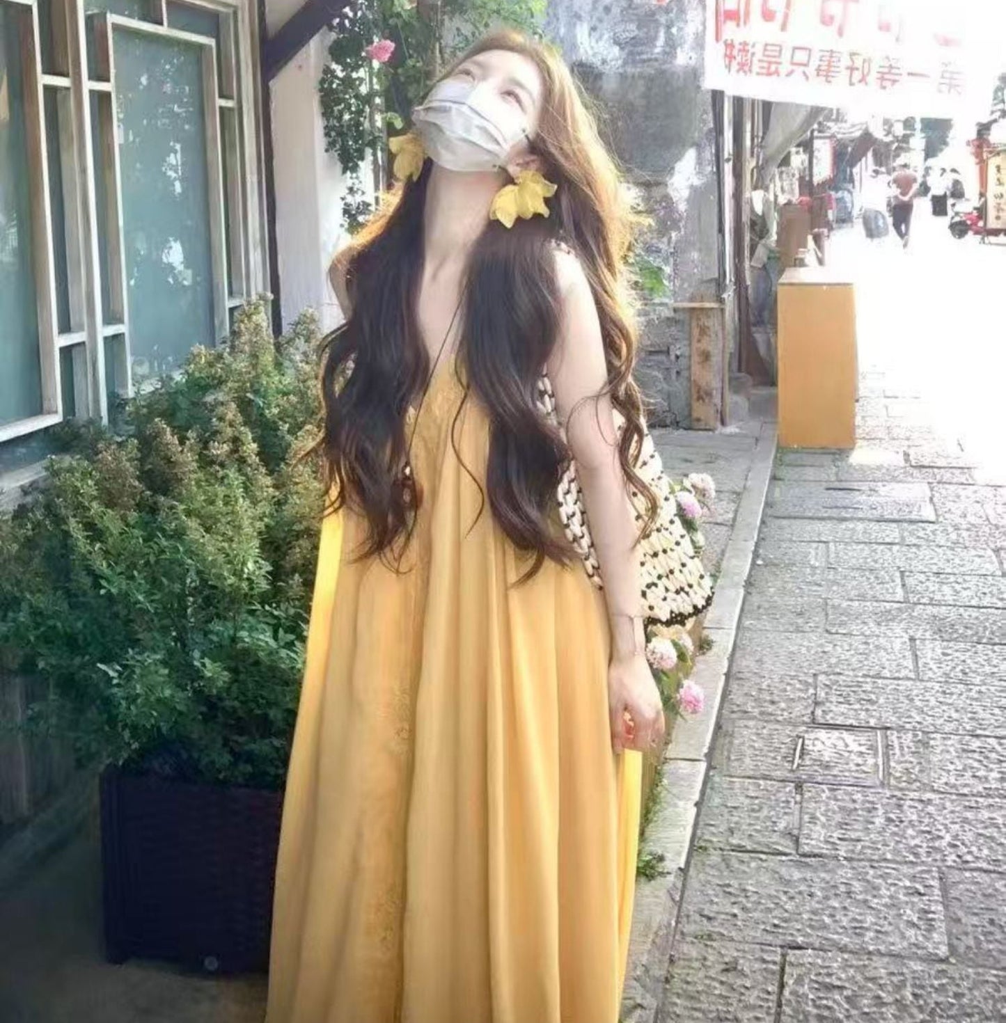 Hot Sales Loose Fit V Neck Soft Material Vacation Oversize Dress Spaghetti Strap Long Dress AP0298