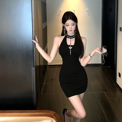 Stretchy Fabric Bodycon Birthday Party Skirt Sleeveless Summer Halter Short Dress AP0307