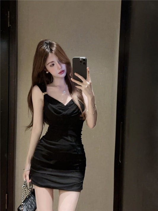 2025 Newest Summer Skirt Stretchy Sheath Dress With Strap Sleeveless Short Dress AP0308