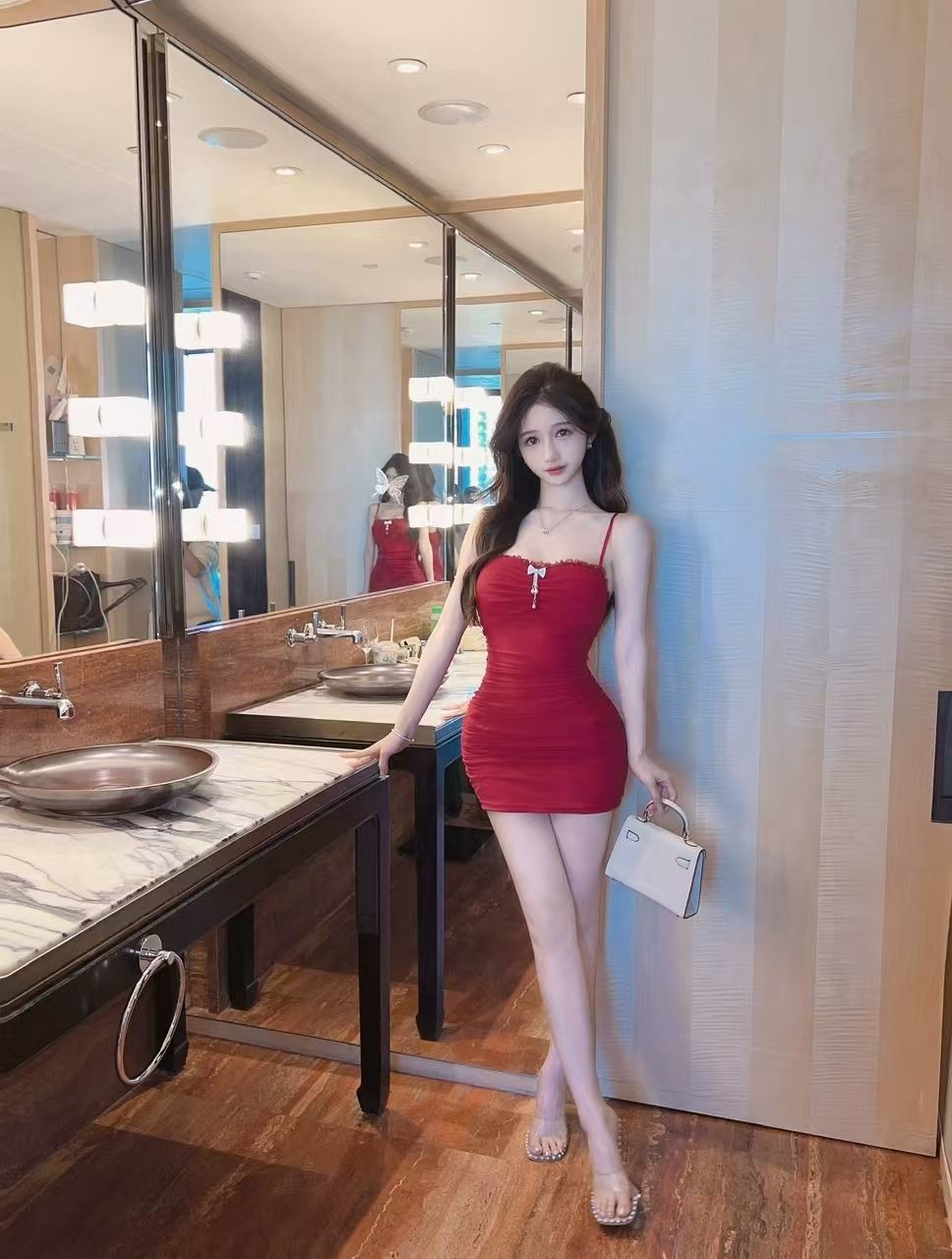 Glamour Alluring Skirt Sheath Spaghetti Strap Sleeveless Dress Bodycon Short Dress AP0325