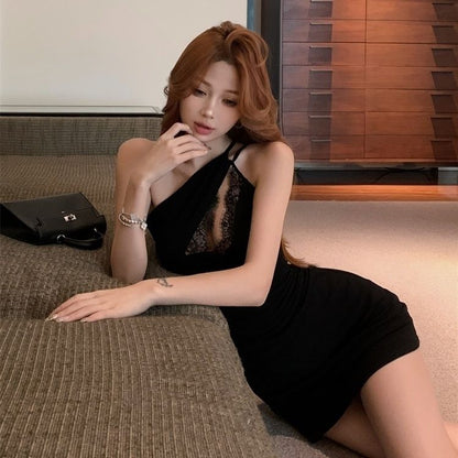 Bizarre Design One Shoulder Feast Party Asymmetrical Strap Bodycon Short Dress AP0328