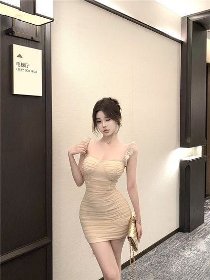 Hot Sales New Skirt Ruffled Spaghetti Strap Dress Feast Bodycon Short Dress AP0340