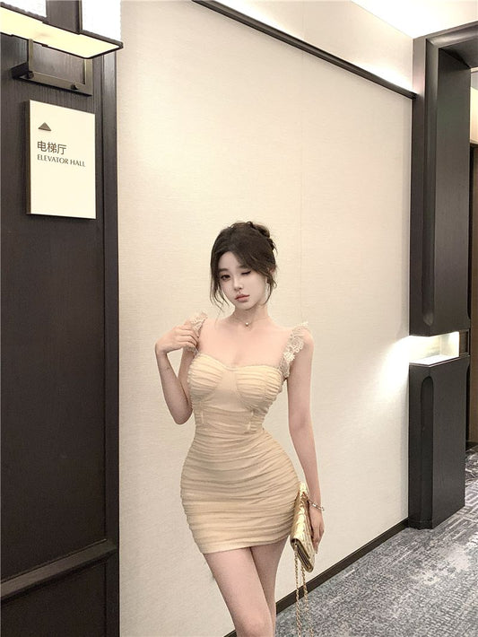 Hot Sales New Skirt Ruffled Spaghetti Strap Dress Feast Bodycon Short Dress AP0340