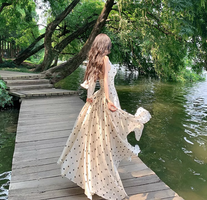 Vacation OOTD Lightweight Dress With Natural Waist Flowy V-Neck Halter Long Dress AP0342