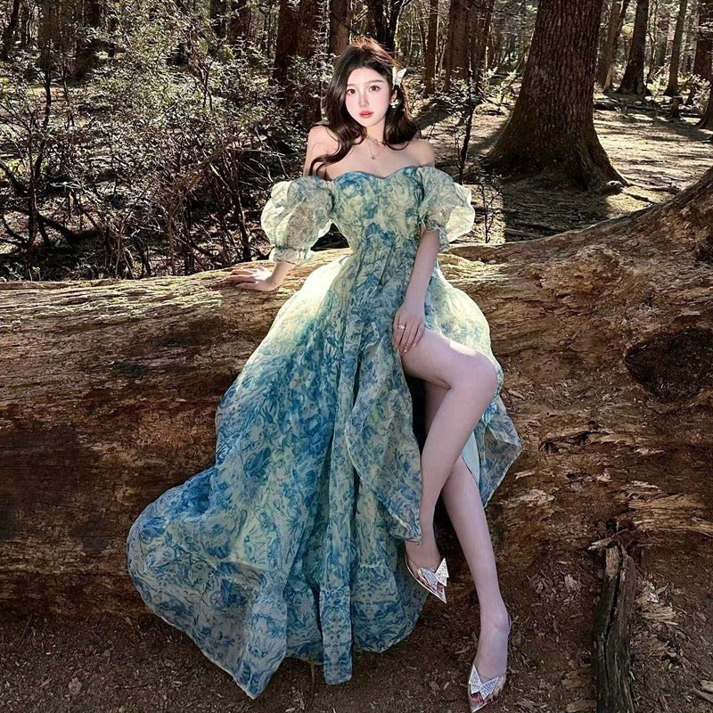 Elegant Dress Off-Shoulder Strapless Flowy Long Dress AP0350