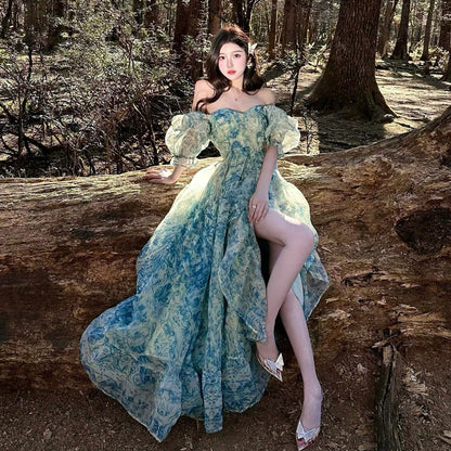 Elegant Dress Off-Shoulder Strapless Flowy Long Dress AP0350