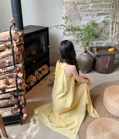 Vacation Asymmetrical Breathable Material Hem Dress With Natural Waist Flowy Halter Long Dress AP0360