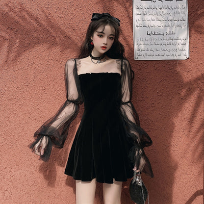 Summer Everyday Wear Skirt Elegant Tulle Sleeve Dress Fine Texture Sheath Short Dress AP0366