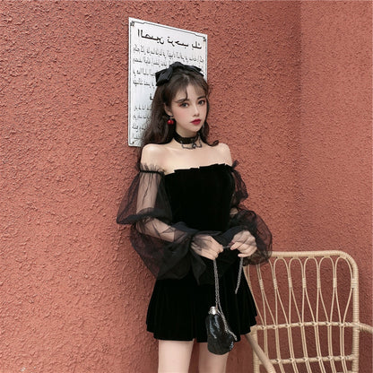 Summer Everyday Wear Skirt Elegant Tulle Sleeve Dress Fine Texture Sheath Short Dress AP0366